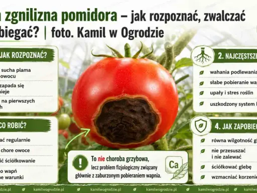 Pomidor z suchą zgnilizną u podstawy. Objawy, przyczyny i sposoby zapobiegania tej fizjologicznej chorobie.